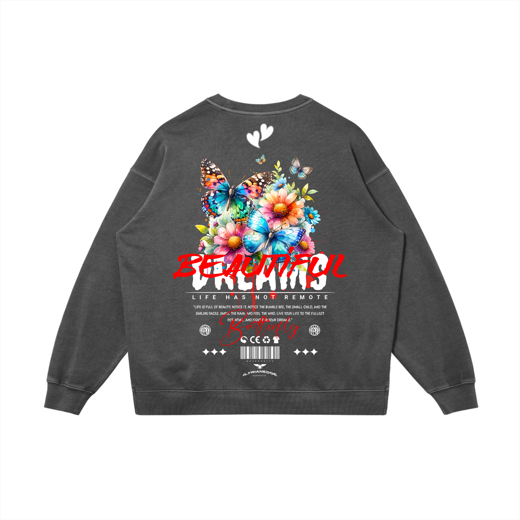 Smile | Oversized Faded Sweatshirt | ILYRIANEDGE