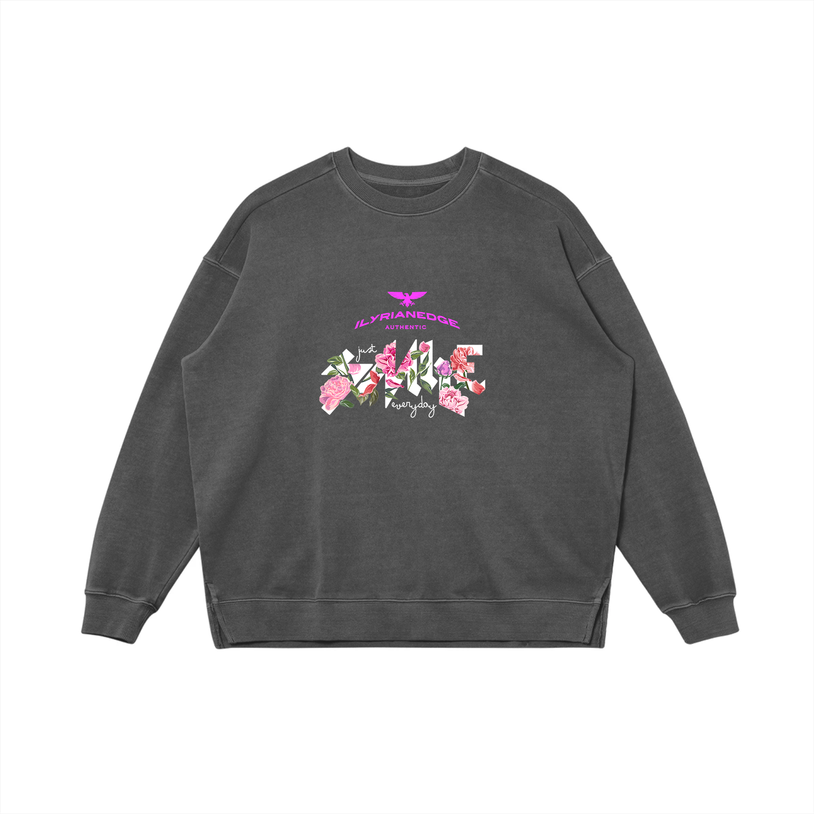 Smile | Oversized Faded Sweatshirt | ILYRIANEDGE