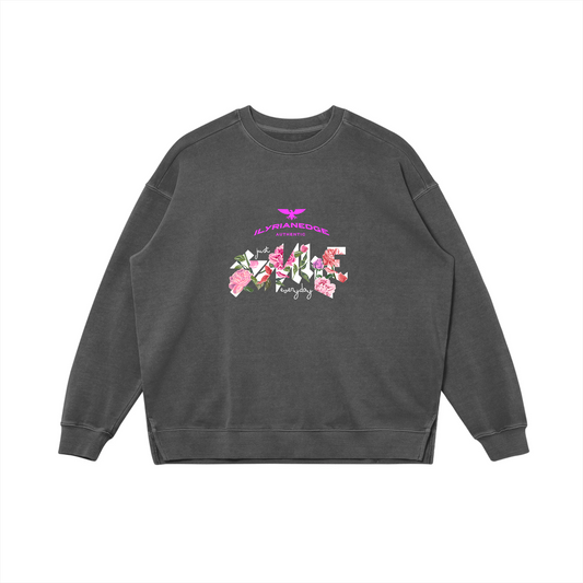 Smile | Oversized Faded Sweatshirt | ILYRIANEDGE