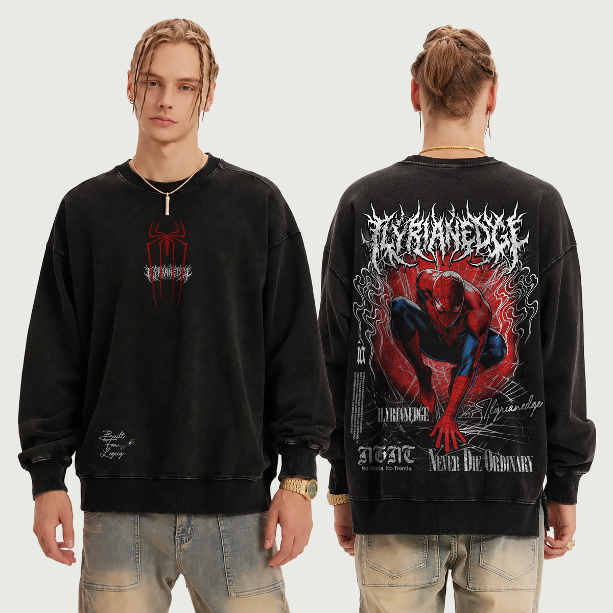 Spider Legacy | 380GSM Oversized Faded Sweatshirt | ILYRIANEDGE