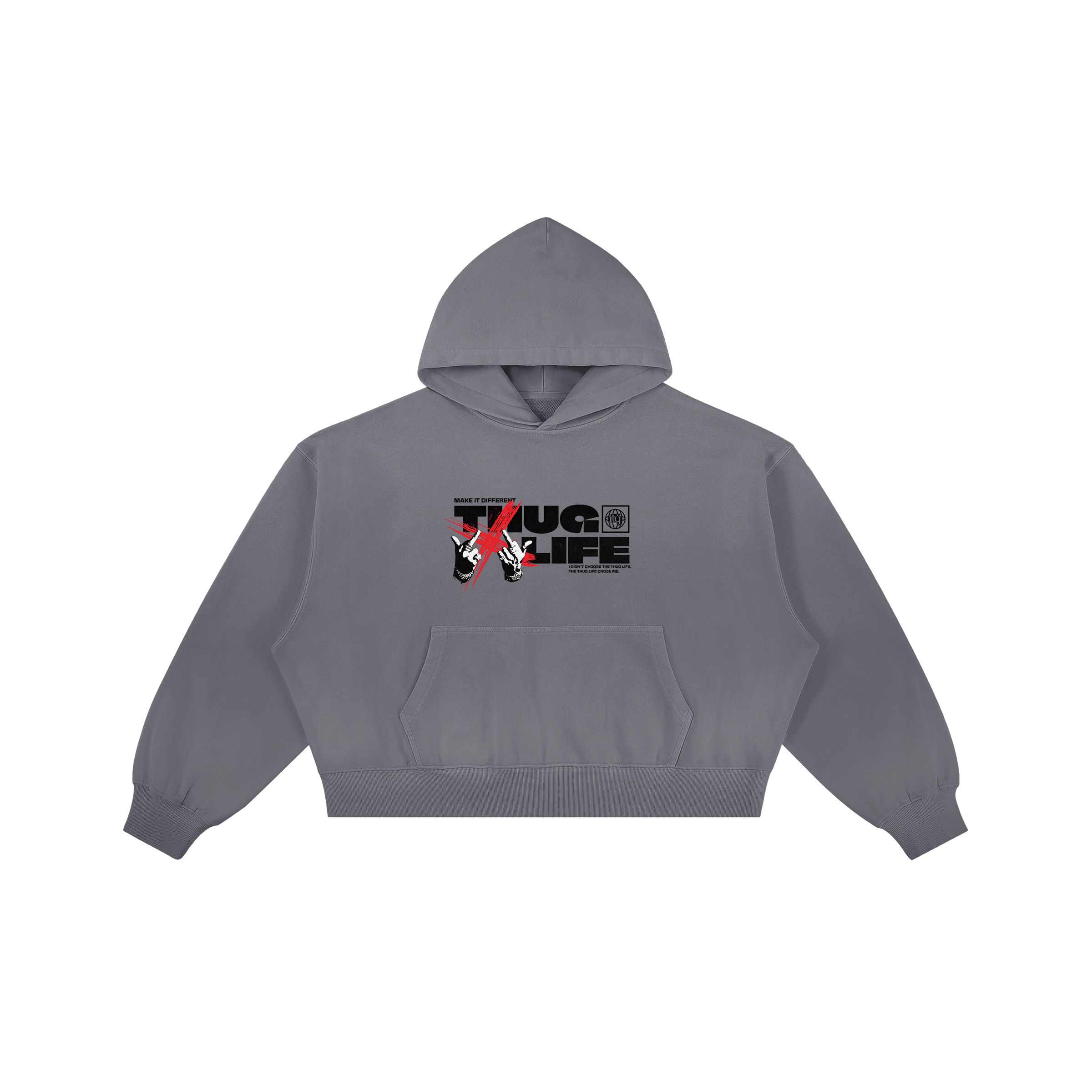 Thug Life | Boxy Sun-Faded Hoodie | ILYRIANEDGE