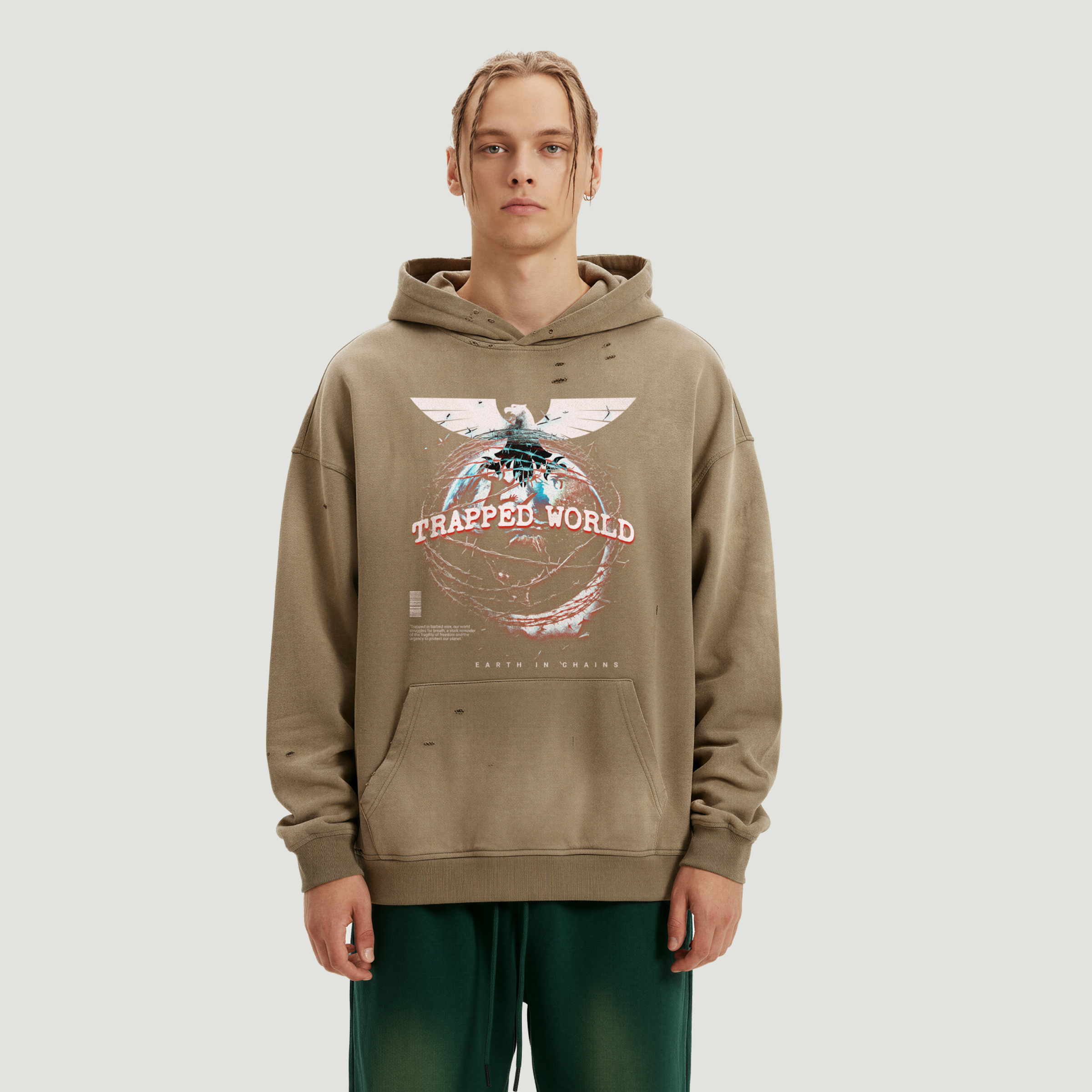 Trapped World - 440GSM Unisex Sun Faded Distressed