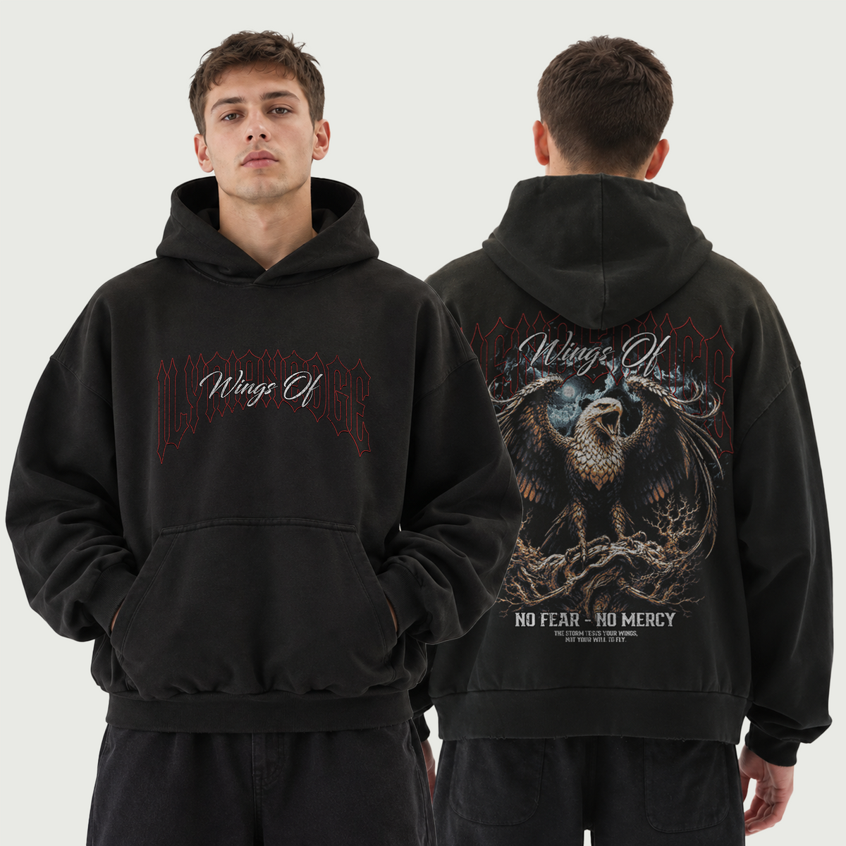 Stormwing | 380GSM Sun-Faded Distressed Hoodie | ILYRIANEDGE