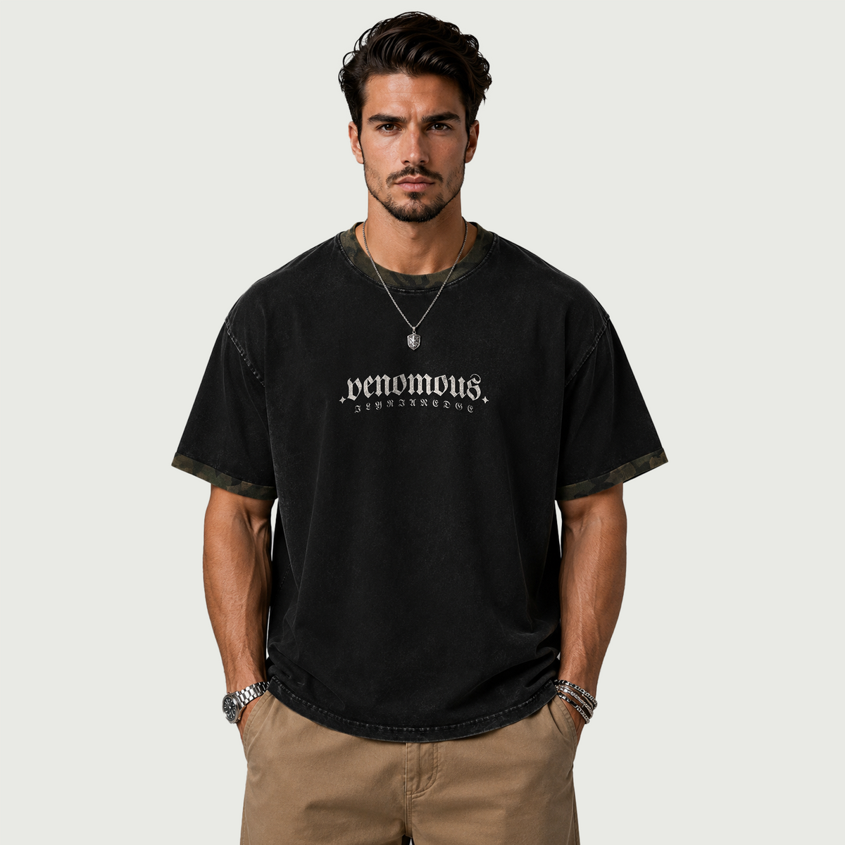 Ouroboros Legacy | Mineral Washed Boxy Panel T-Shirt | ILYRIANEDGE