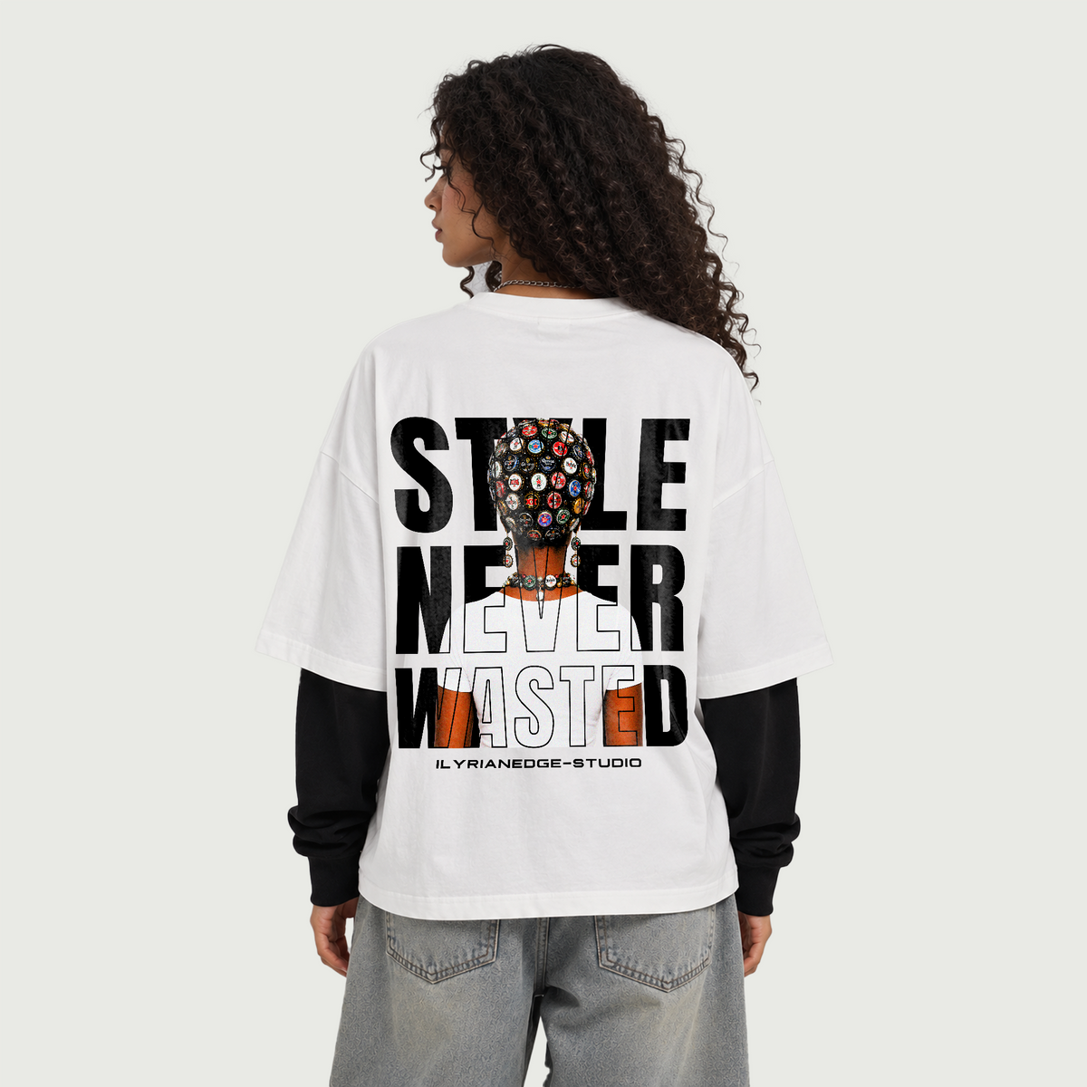 Heritage Muse - Layered Contrast Sleeve Cotton T-Shirt
