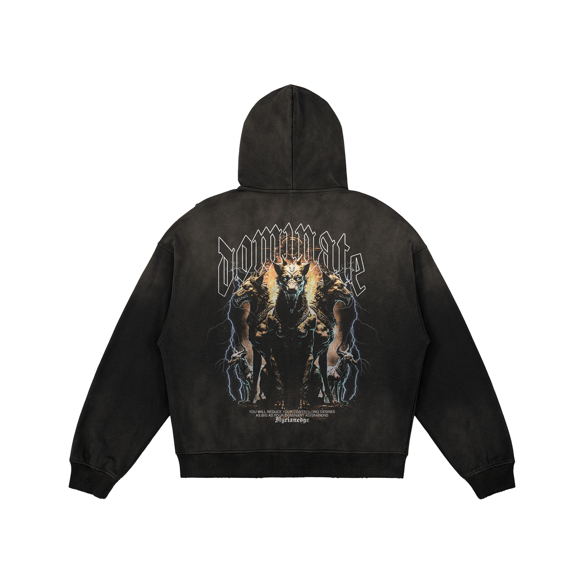 Wrath of the Gods | 440GSM Distressed Full-Zip Hoodie | ILYRIANEDGE