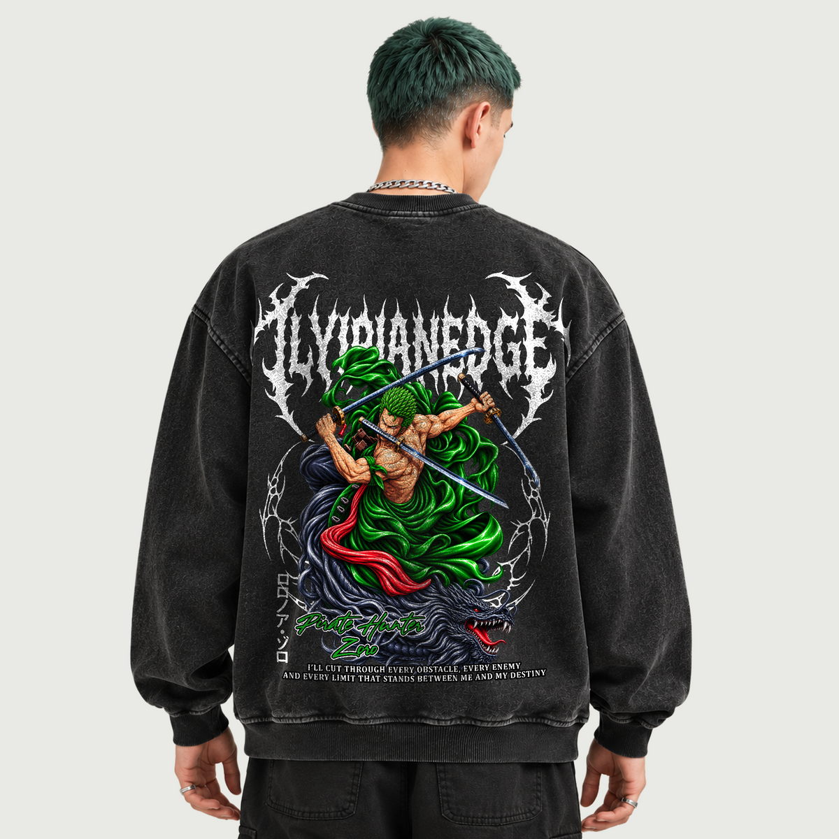 Zoro  | Heavyweight Oversized Faded Sweatshirt | ILYRIANEDGE