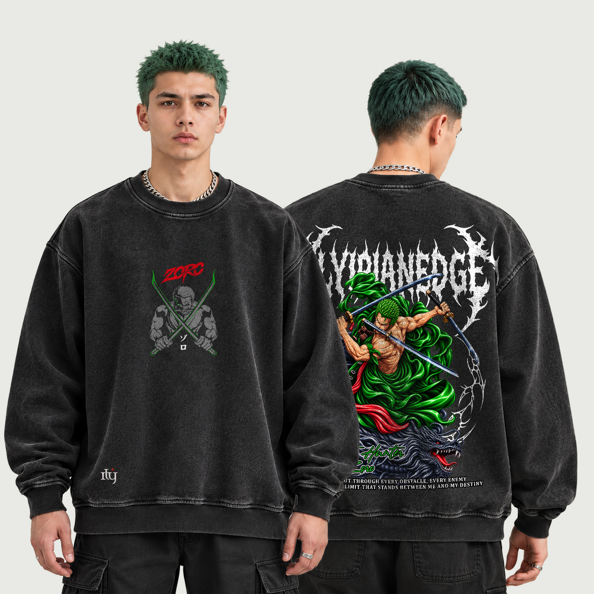 Zoro  | Heavyweight Oversized Faded Sweatshirt | ILYRIANEDGE
