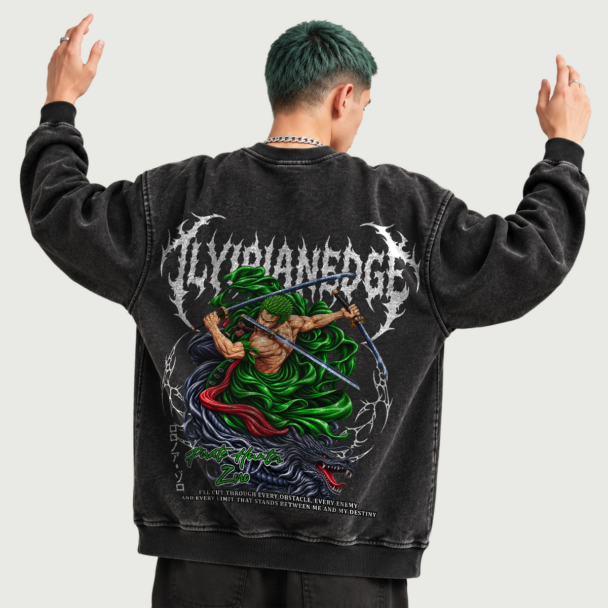 Zoro  | Heavyweight Oversized Faded Sweatshirt | ILYRIANEDGE