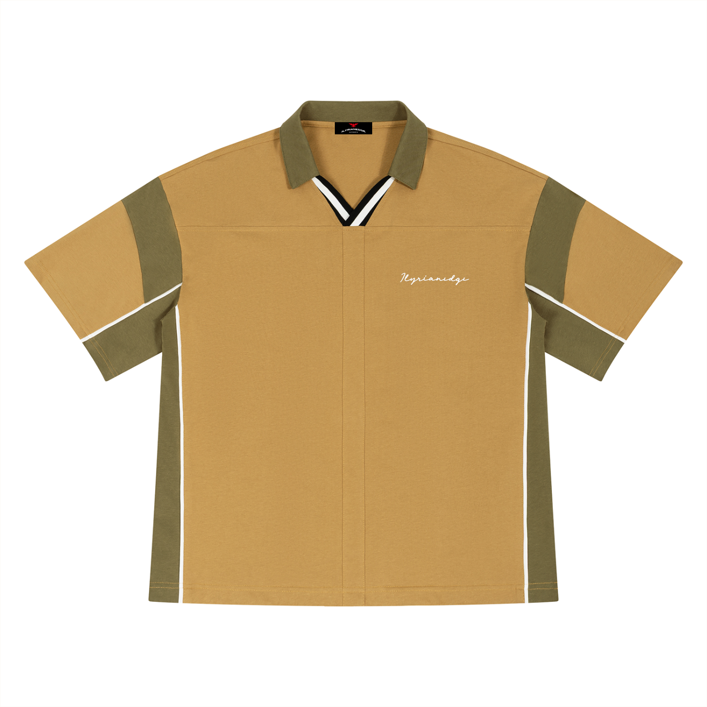 Sandstone | Boxy Color Block Cotton Polo | ILYRIANEDGE