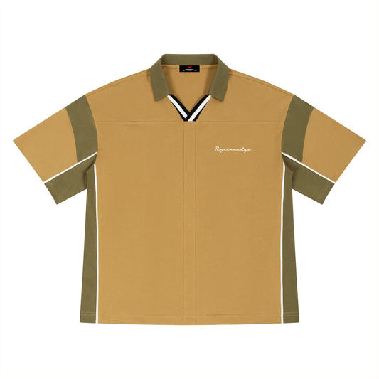Sandstone | Boxy Color Block Cotton Polo | ILYRIANEDGE