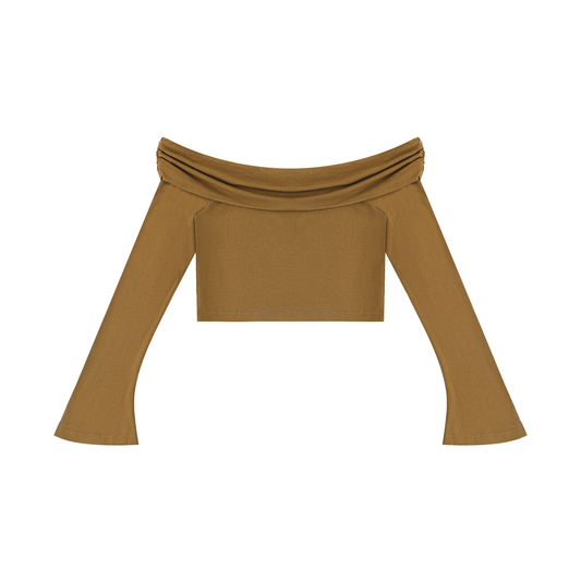 Ilyrianedge – Women's Off-the-Shoulder Bell Sleeve Crop Top