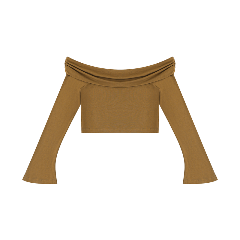 Ilyrianedge – Women's Off-the-Shoulder Bell Sleeve Crop Top