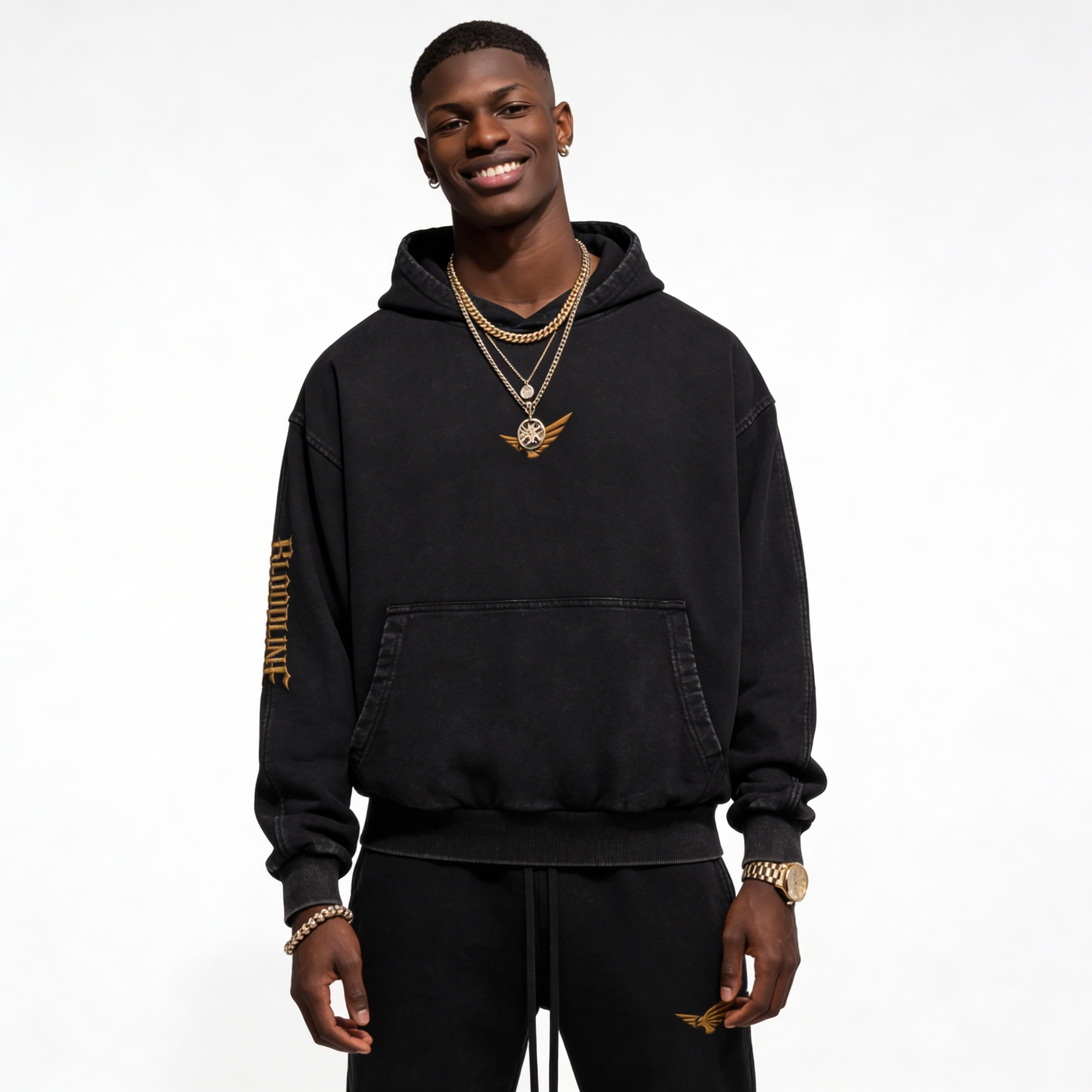 Bloodline Snap Gold 2.0 - 420GSM Unisex Snap Collar Hoodie