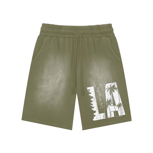 LA  | Vintage Washed  Rectangle Patch Shorts | ILYRIANEDGE