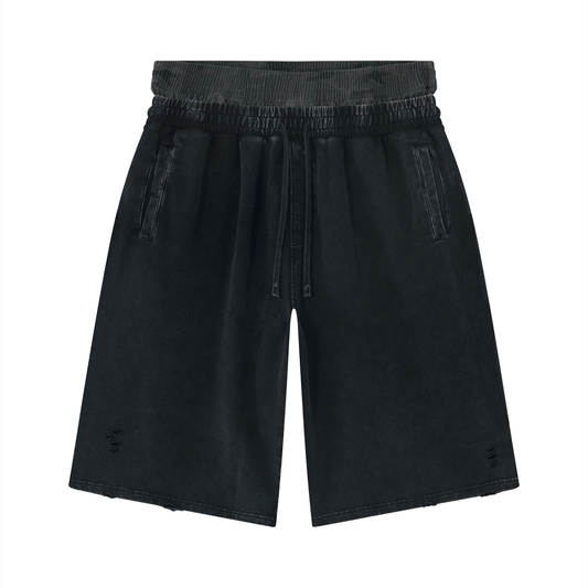 Never Give Up| Vintage Wash Distressed Wide Leg Shorts | ILYRIANEDGE