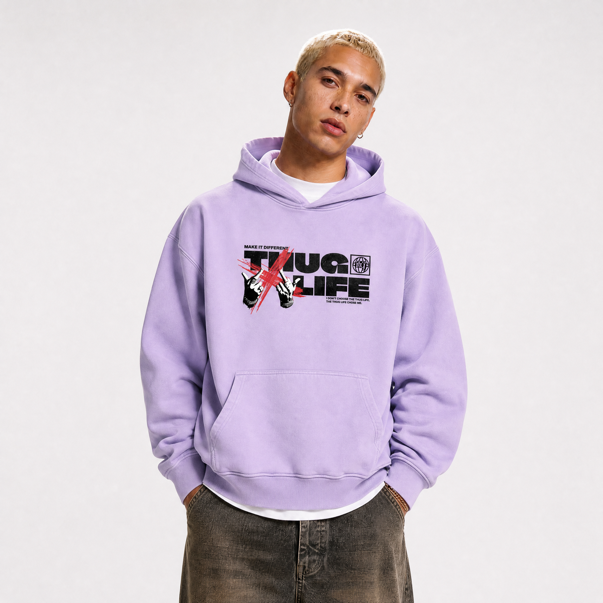 Thug Life | Boxy Sun-Faded Hoodie | ILYRIANEDGE