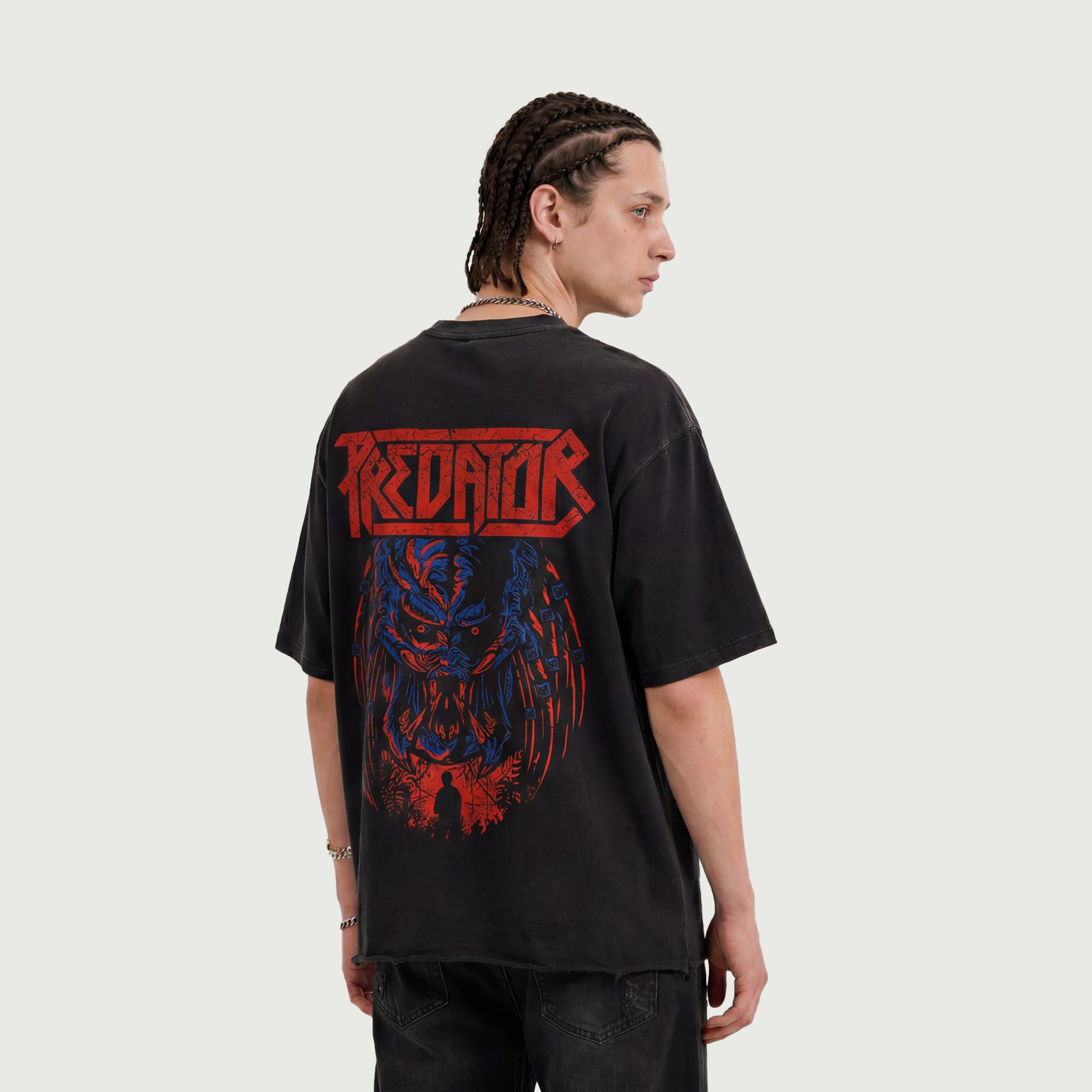 Predator Black| Faded Raw Hem T-Shirt | ILYRIANEDGE