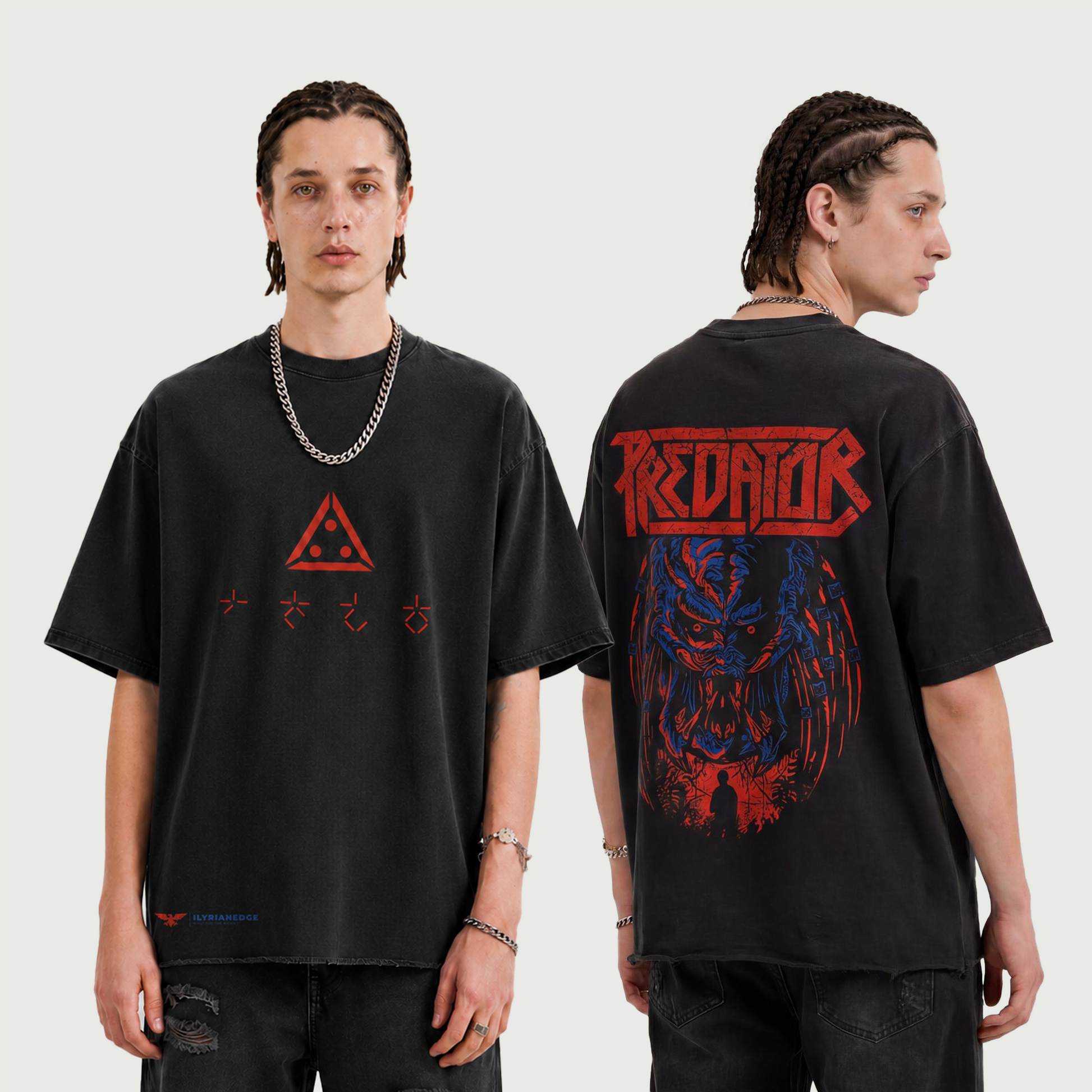 Predator Black| Faded Raw Hem T-Shirt | ILYRIANEDGE