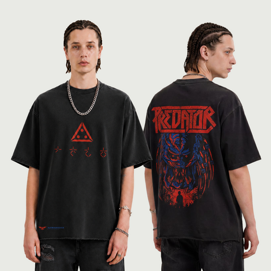 Predator Black| Faded Raw Hem T-Shirt | ILYRIANEDGE