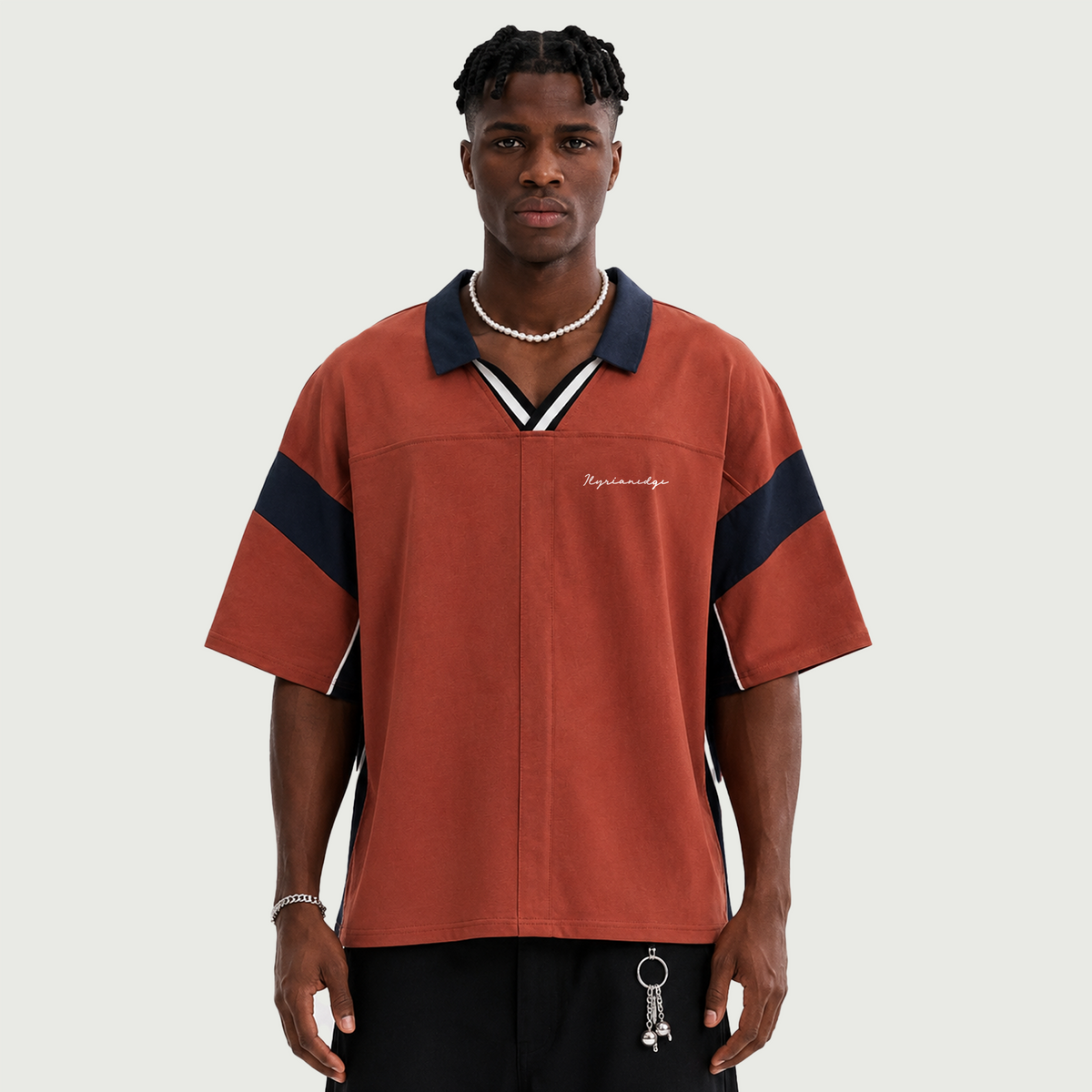 Sandstone | Boxy Color Block Cotton Polo | ILYRIANEDGE