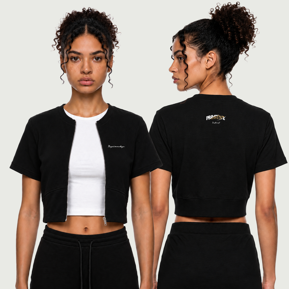 Primitive Instinct | Full Zip Crop T-Shirt | ILYRIANEDGE