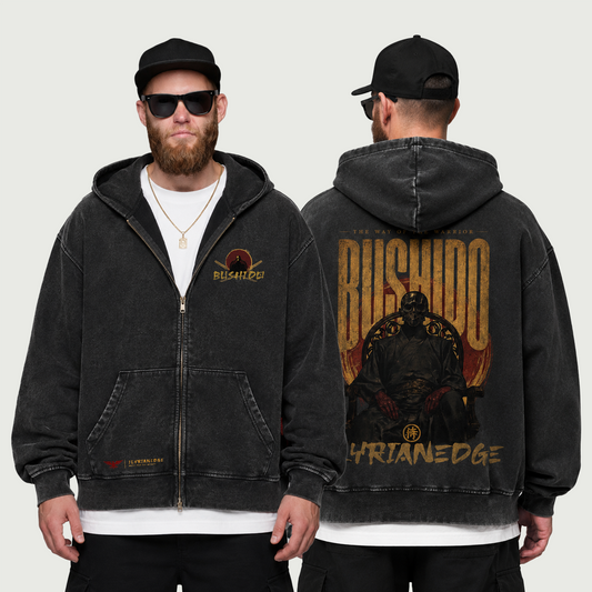 Bushido | Vintage Snow Wash Zip Hoodie | ILYRIANEDGE