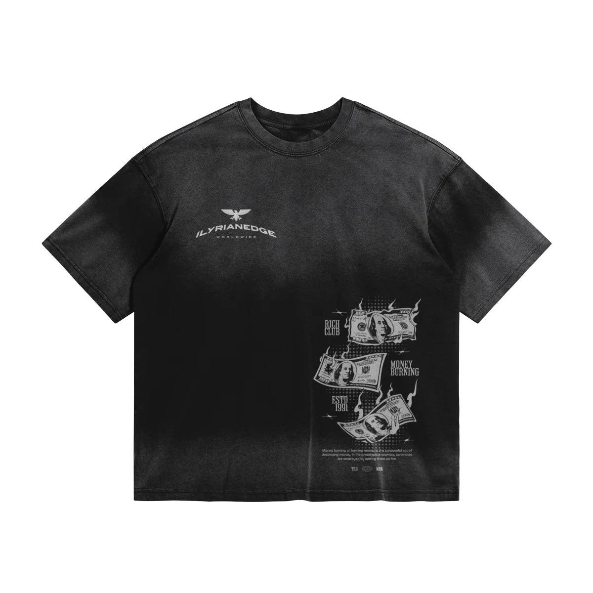 Money Burning - 260GSM Unisex Boxy Tie-dyed T-shirt