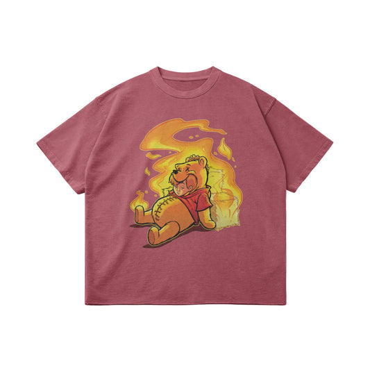 Wini Pooh - 260GSM Unisex Faded Raw Hem T-shirt