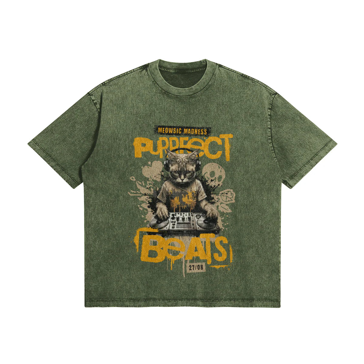 Meowsic | Oversized Washed T-Shirt | ILYRIANEDGE