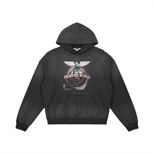 Trapped World - 440GSM Unisex Sun Faded Distressed