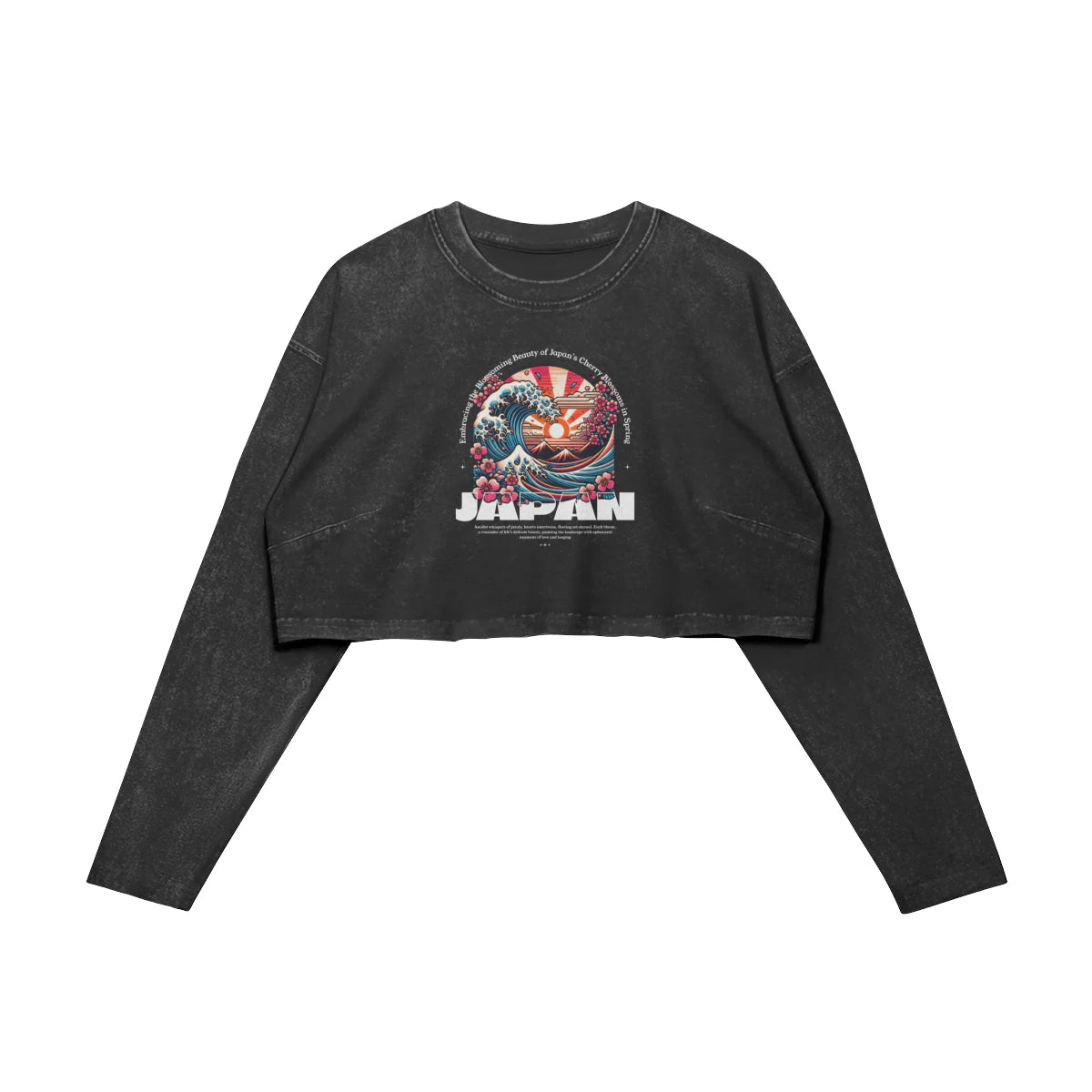 Japan - 260GSM Women's Raw Hem Long Sleeve Crop Top
