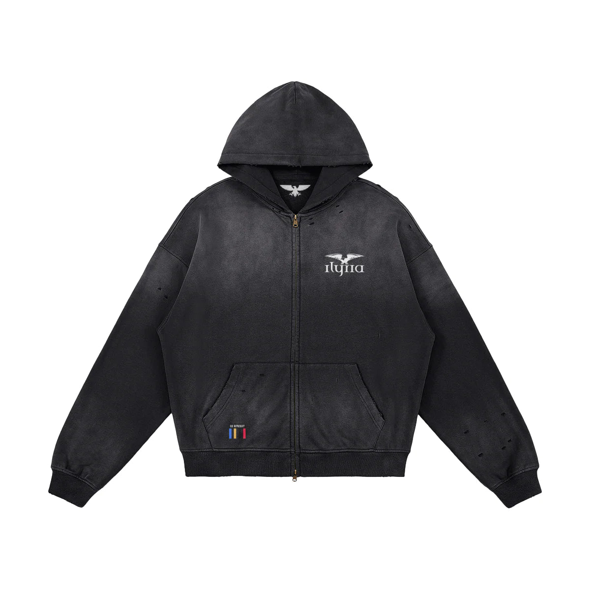 Ilyria Hoodie - 440GSM Unisex Sun Faded Distressed Full-zip